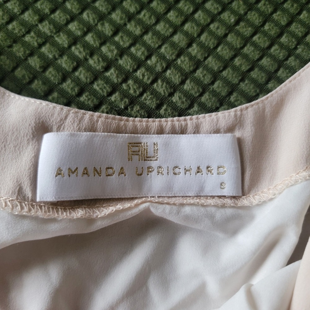 Amanda Uprichard Cream Spaghetti Strap V-Neck Elastic Waist Romper Small - Picture 7 of 10